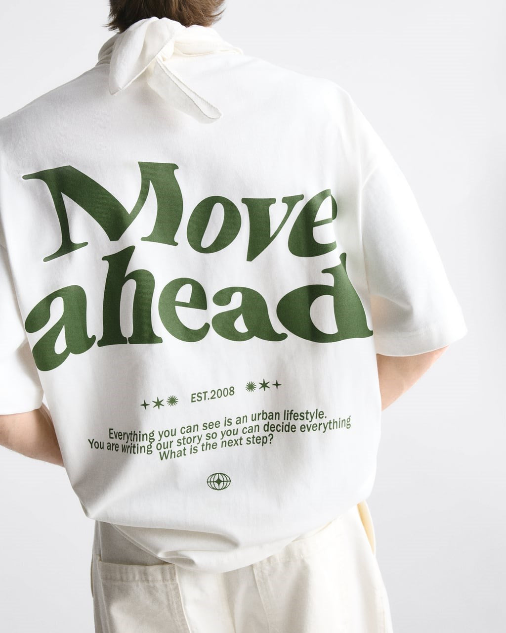 Bisiklet Yaka Move Ahead Baskılı Oversize Erkek T-shirt