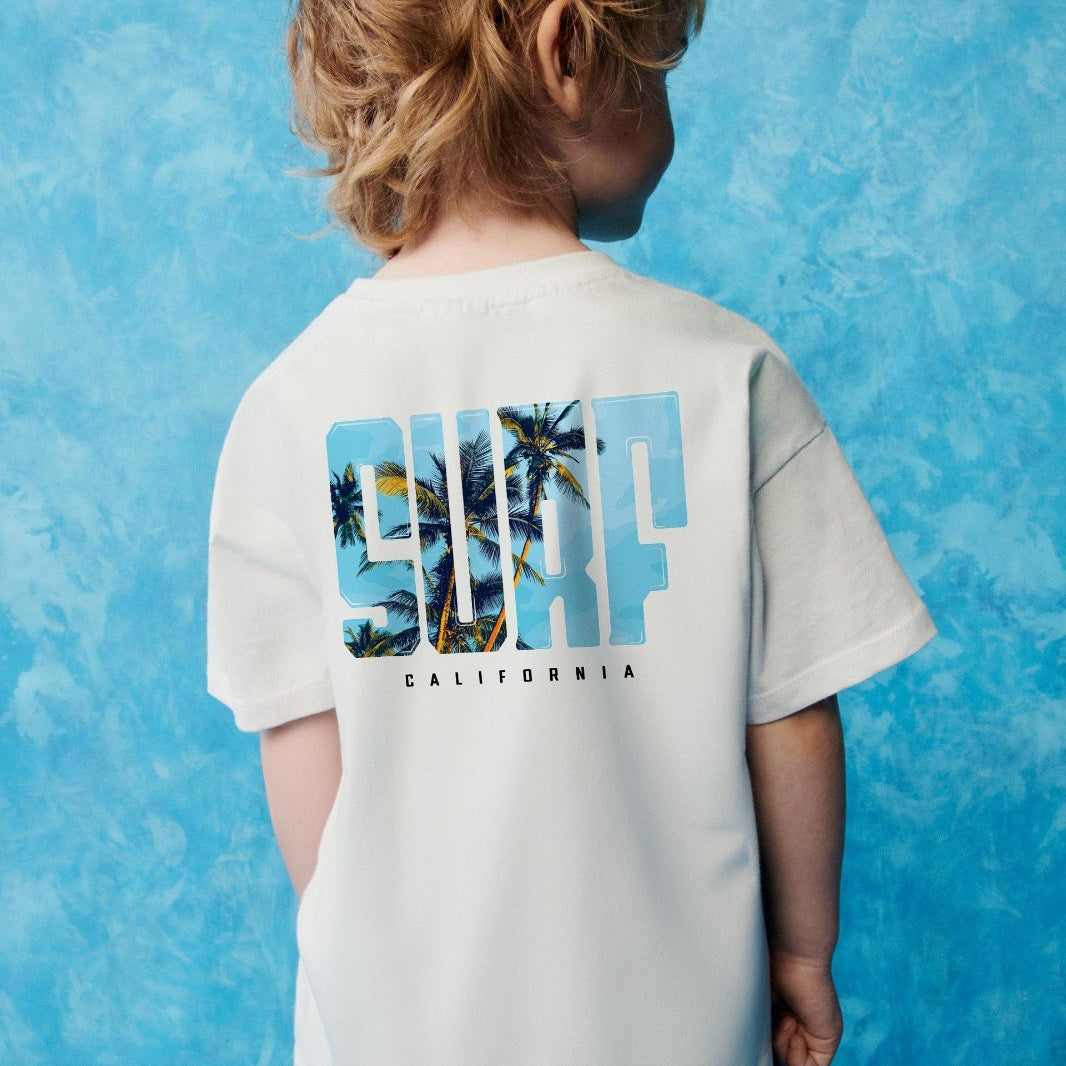 Surf California Yazılı Baskılı Beyaz Çocuk T-shirt