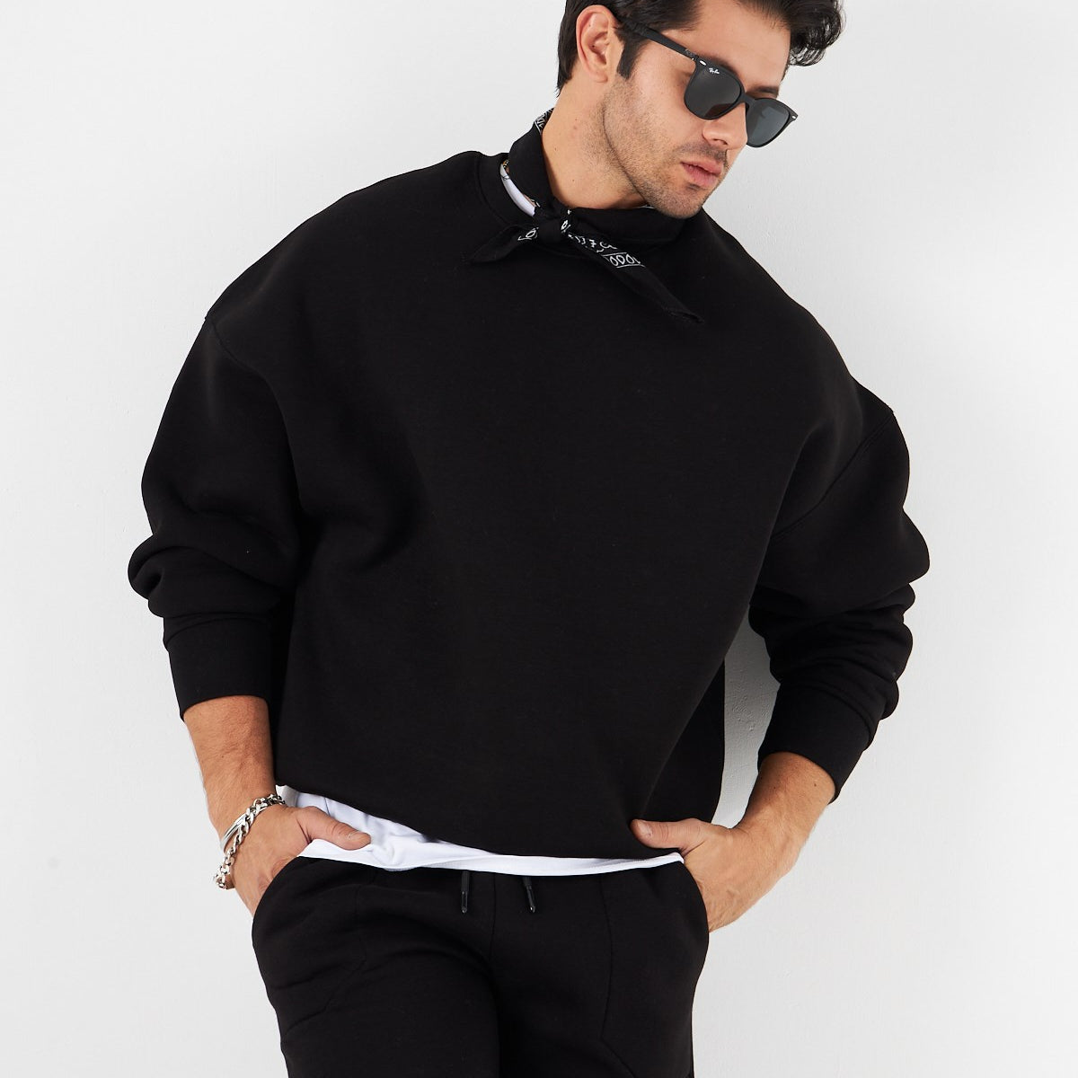 Bisiklet Yaka Basic 3 iplik Şardonlu Oversize Sweatshirt