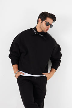 Erkek Bisiklet Yaka Basic 3 iplik Şardonlu Oversize Sweatshirt