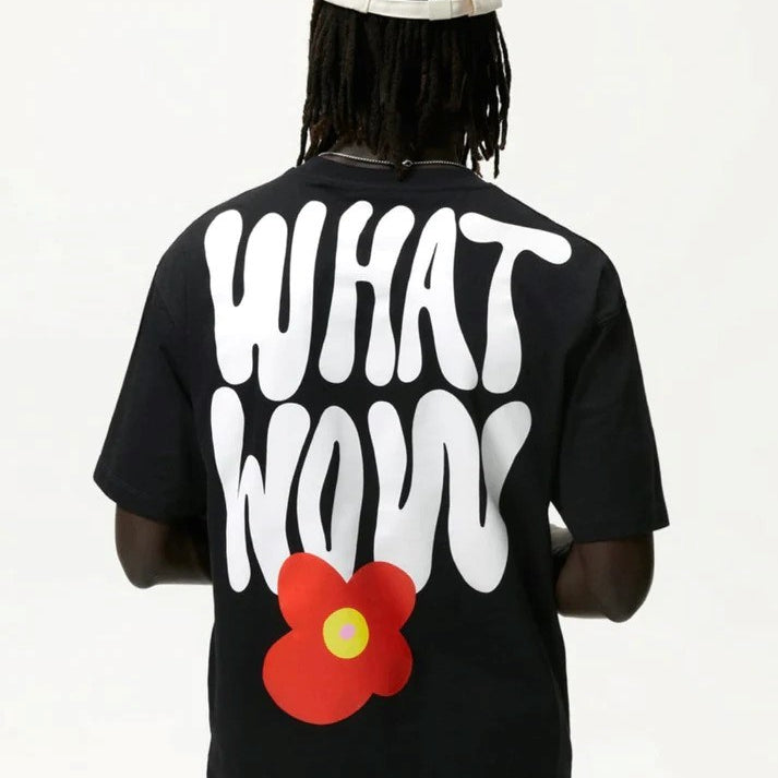 Bisiklet Yaka Heart's Out Baskılı Siyah Oversize Erkek T-shirt