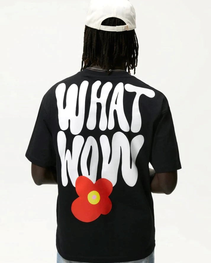 Bisiklet Yaka Heart's Out Baskılı Siyah Oversize Erkek T-shirt