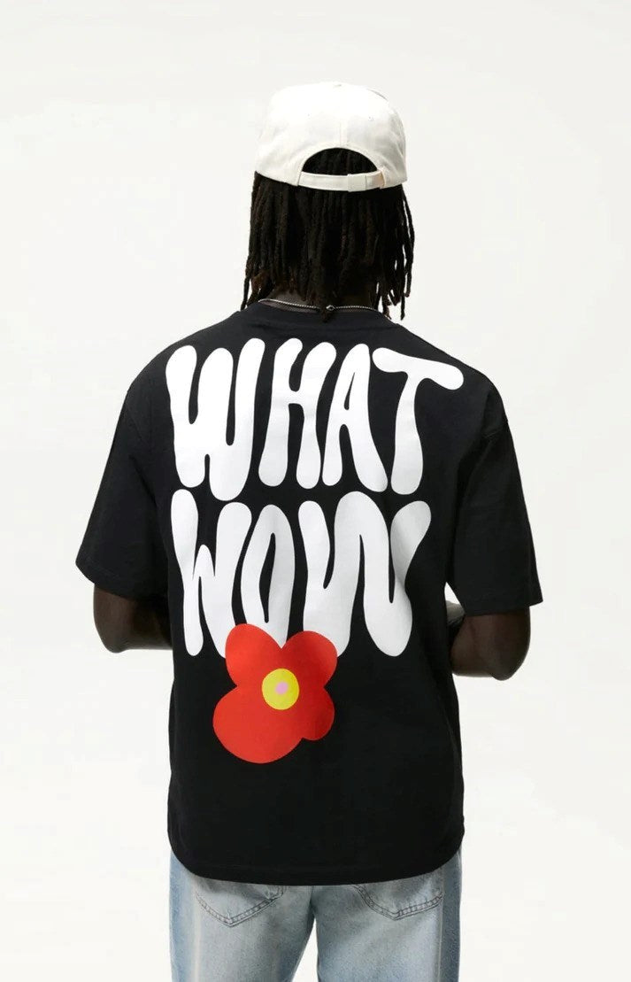 Bisiklet Yaka Heart's Out Baskılı Siyah Oversize Erkek T-shirt