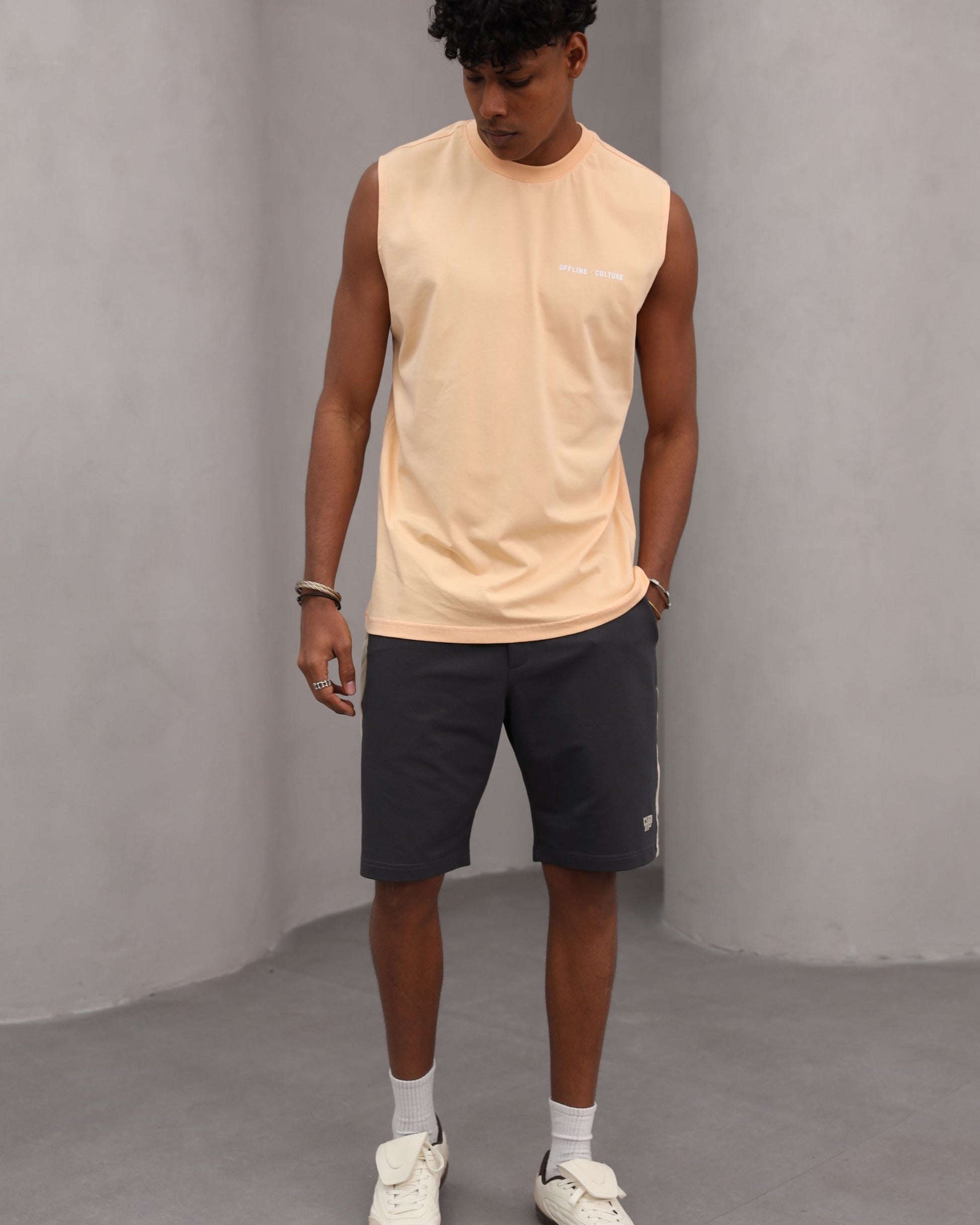 Rahat Kesim Offline Culture Kolsuz  %100 Pamuk Tişört Erkek