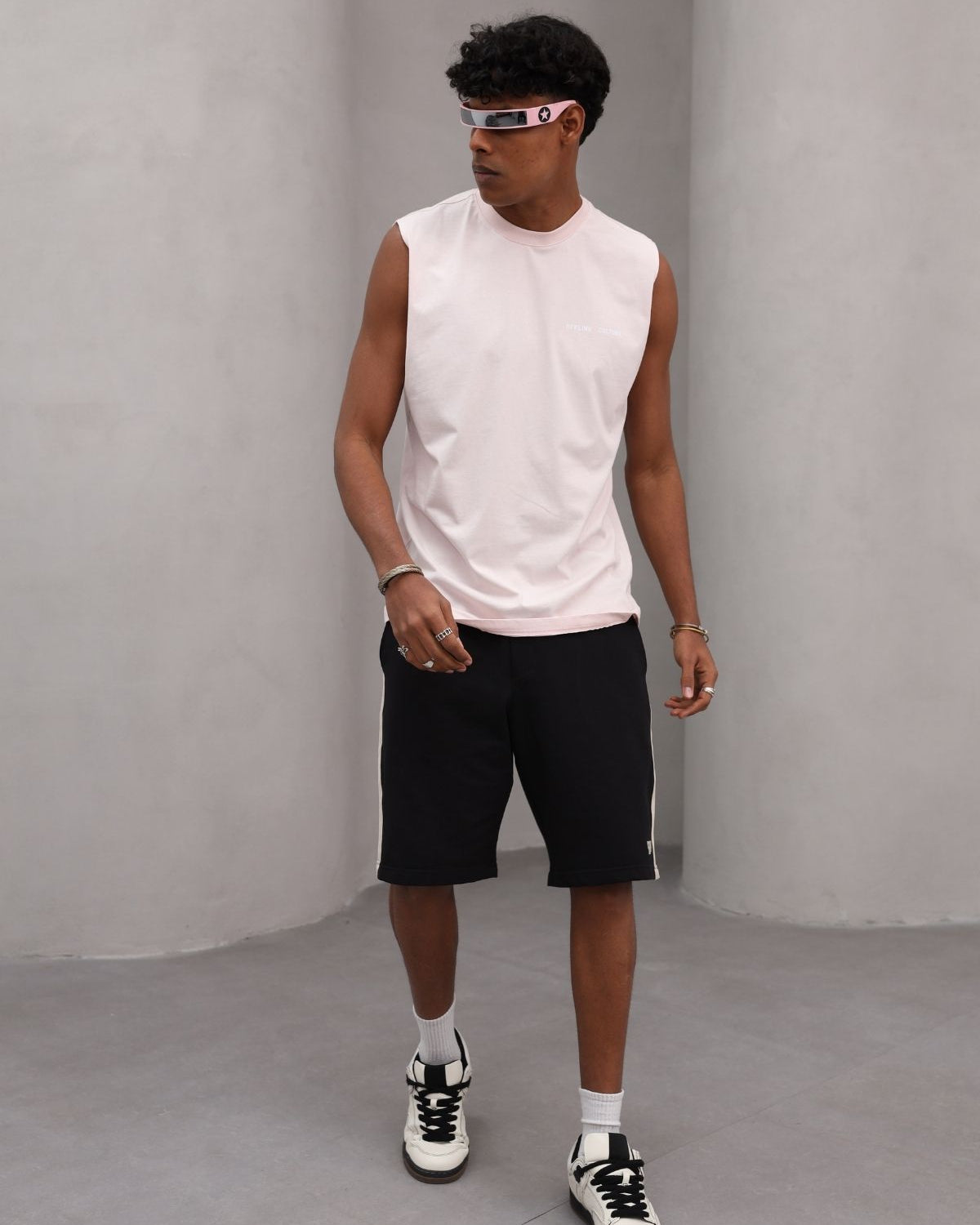 Rahat Kesim Offline Culture Kolsuz  %100 Pamuk Tişört Erkek Açık Pembe