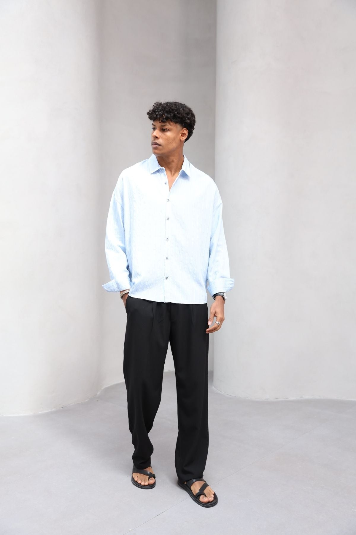 Yumuşak Dokulu Çizgili Modern Erkek Gömlek