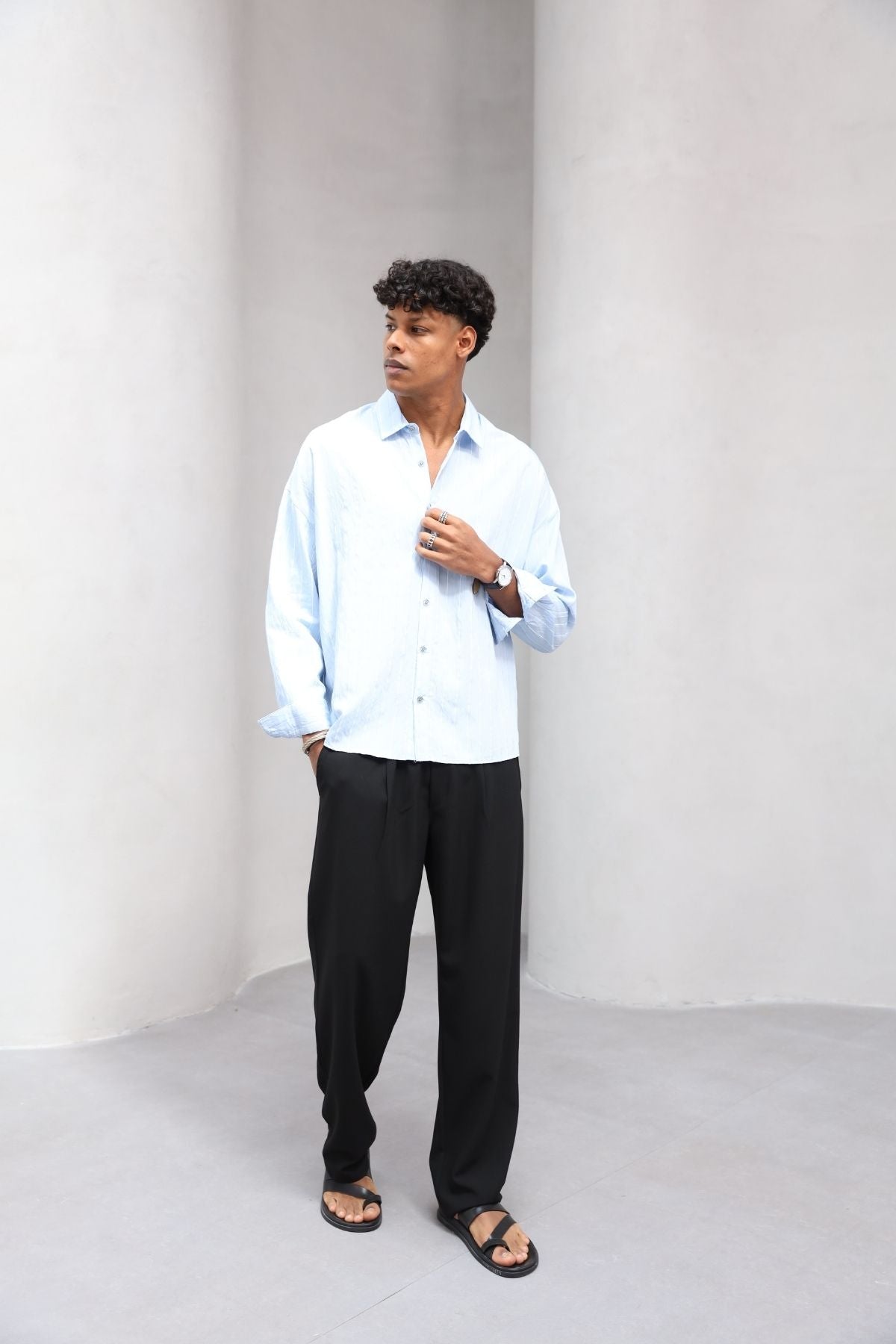 Yumuşak Dokulu Çizgili Modern Erkek Gömlek