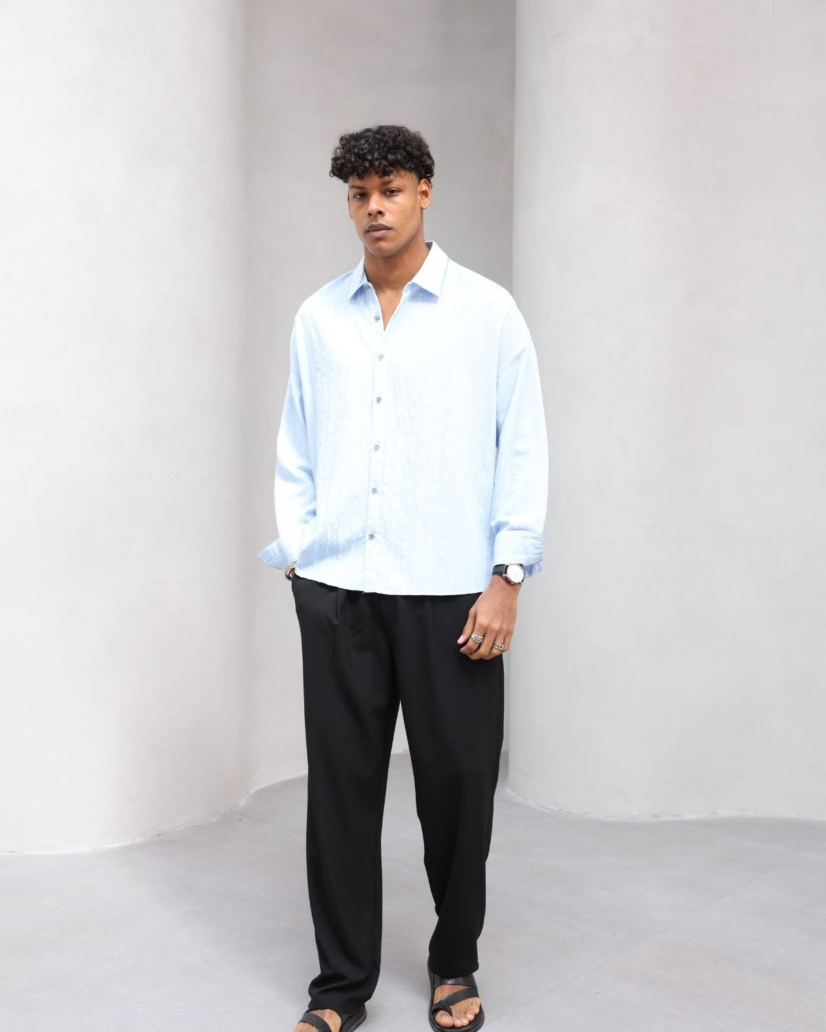 Yumuşak Dokulu Çizgili Modern Erkek Gömlek