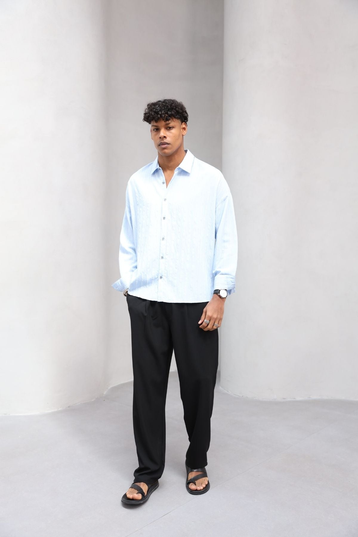 Yumuşak Dokulu Çizgili Modern Erkek Gömlek