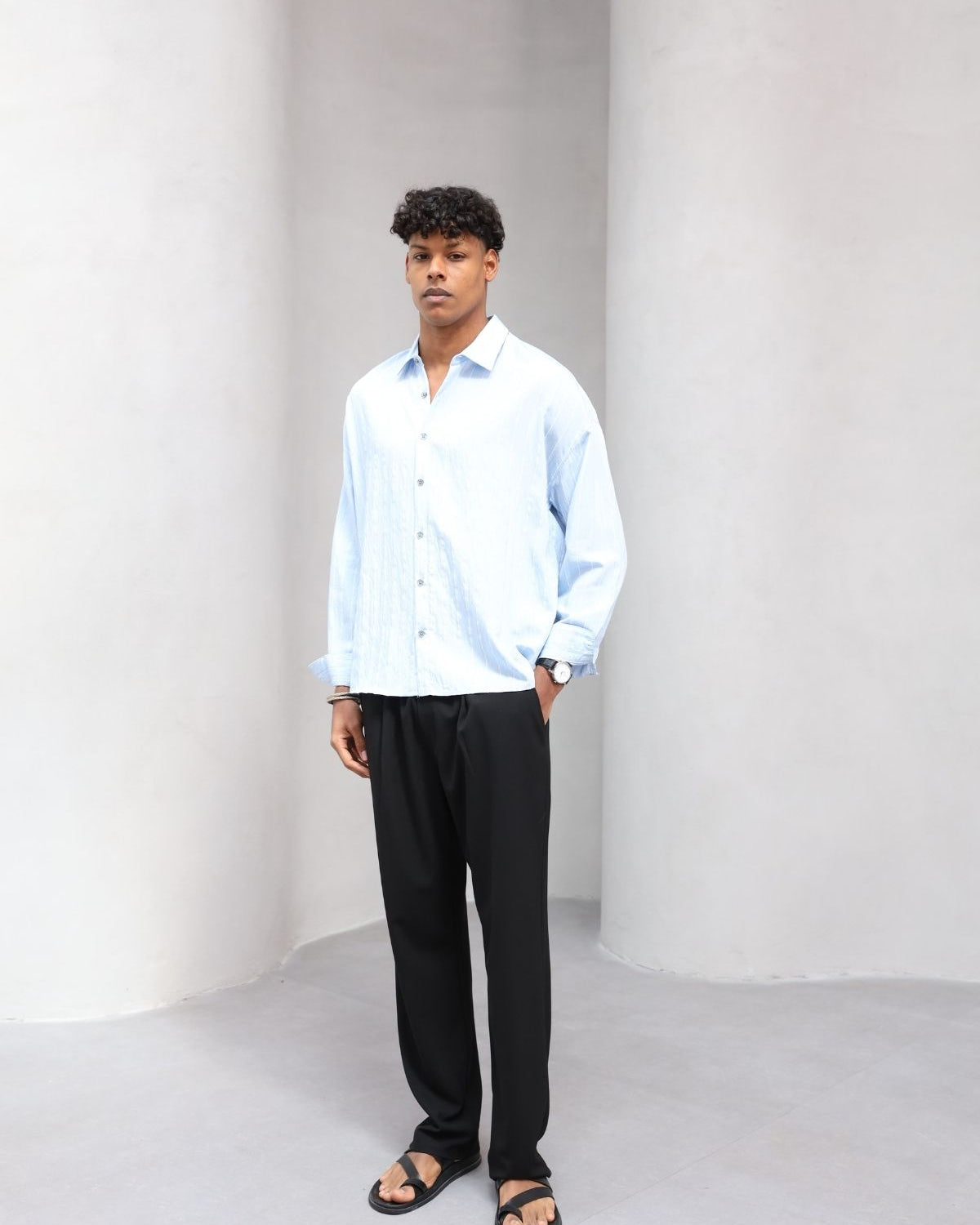 Yumuşak Dokulu Çizgili Modern Erkek Gömlek