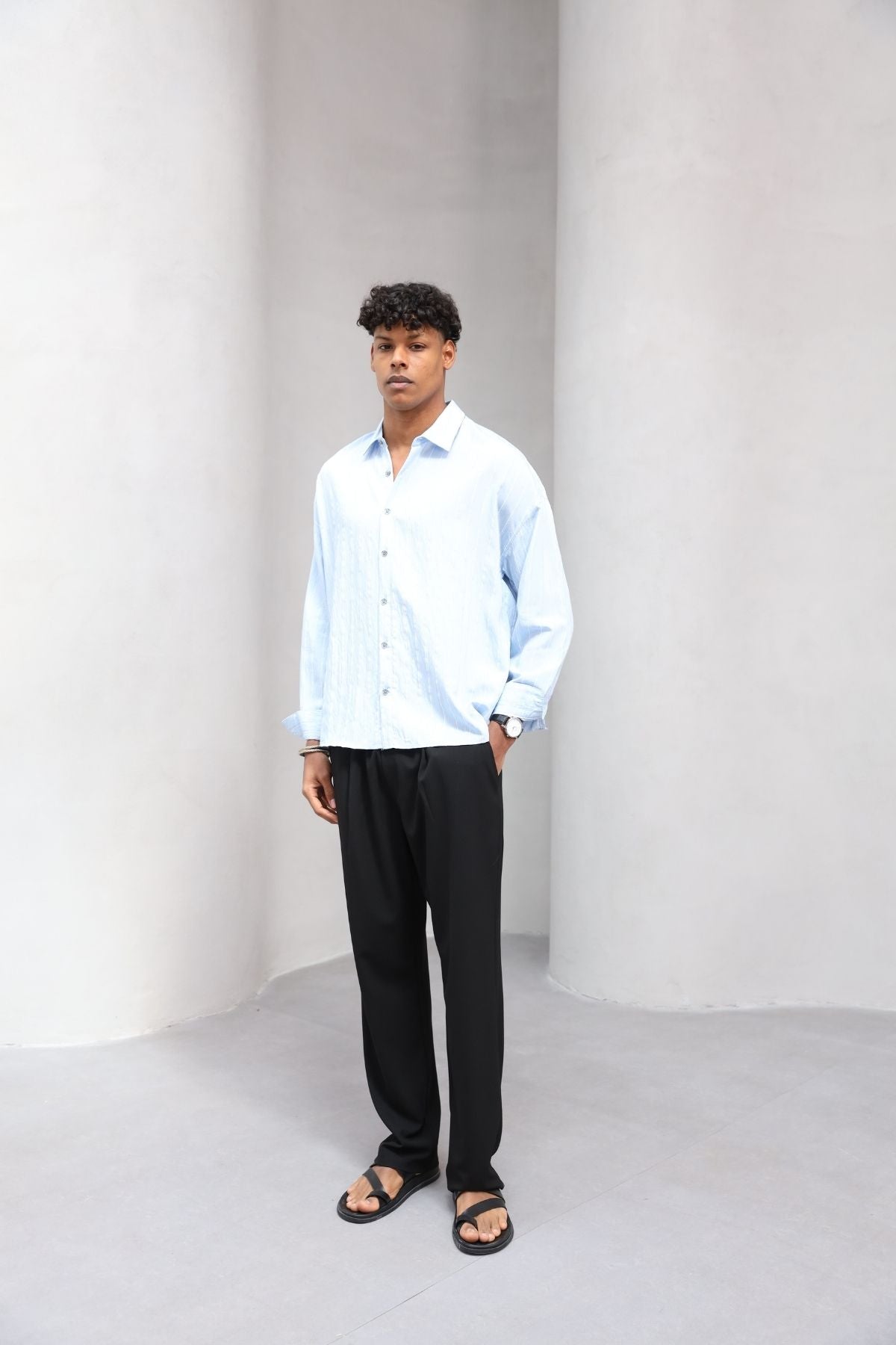 Yumuşak Dokulu Çizgili Modern Erkek Gömlek