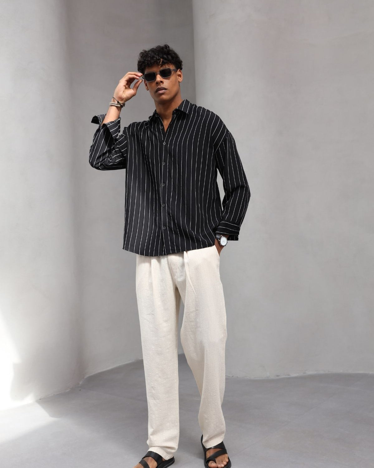 Yumuşak Dokulu Çizgili Modern Erkek Gömlek