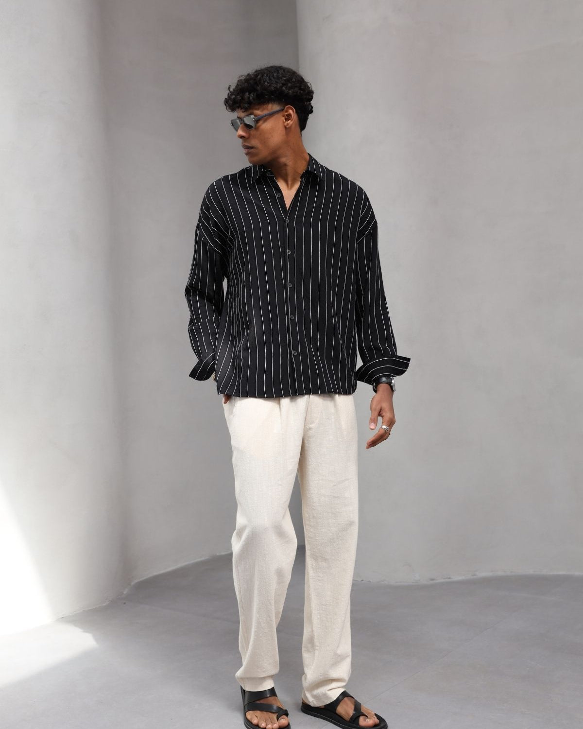 Yumuşak Dokulu Çizgili Modern Erkek Gömlek