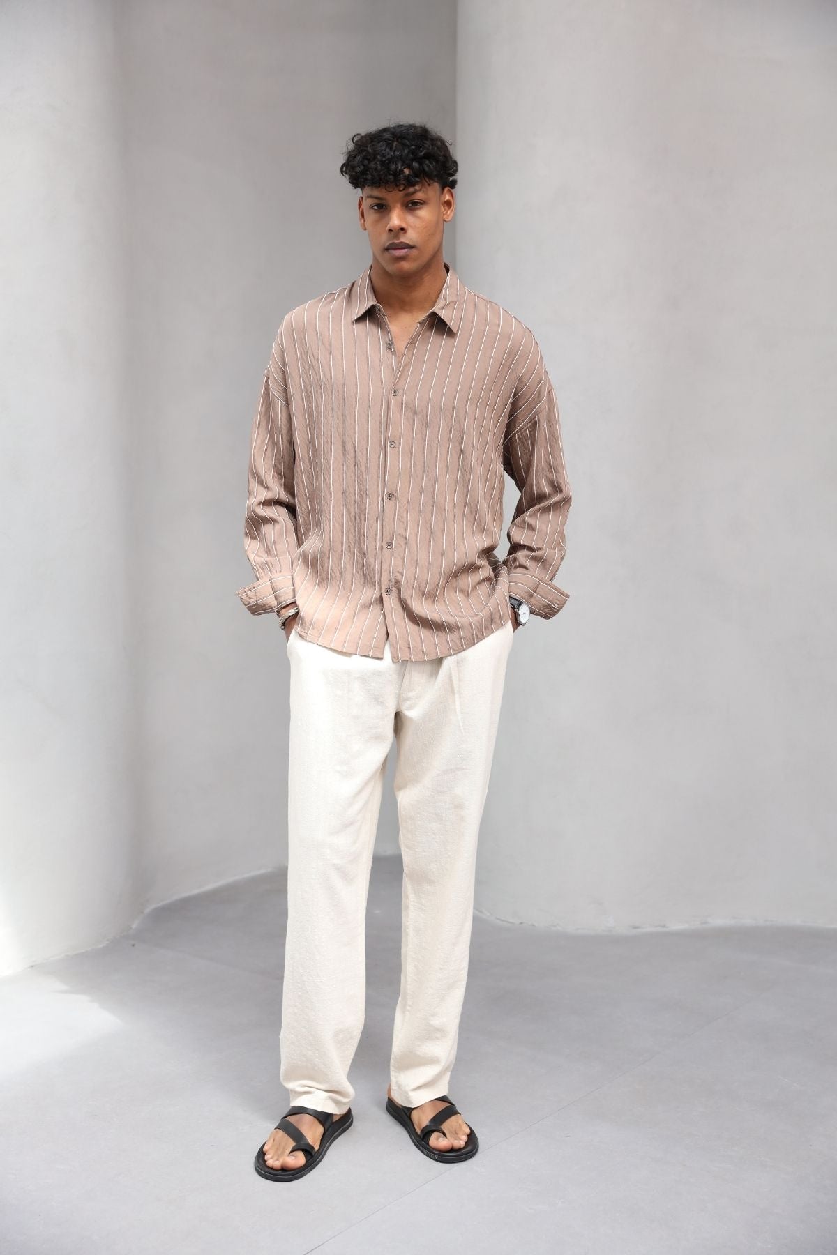 Yumuşak Dokulu Çizgili Modern Erkek Gömlek