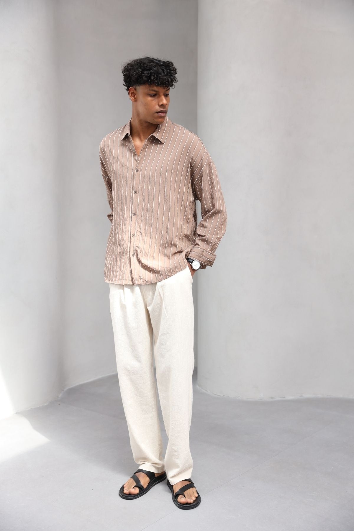 Yumuşak Dokulu Çizgili Modern Erkek Gömlek