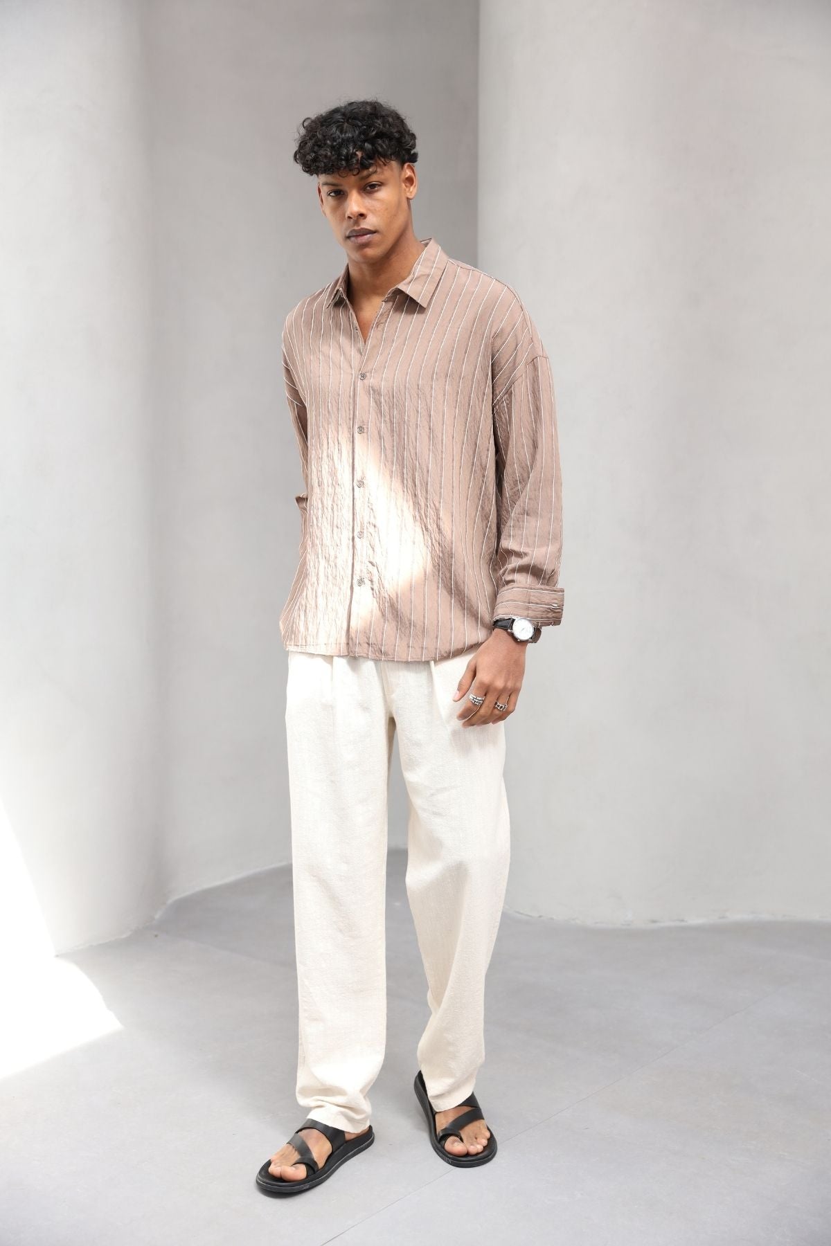 Yumuşak Dokulu Çizgili Modern Erkek Gömlek
