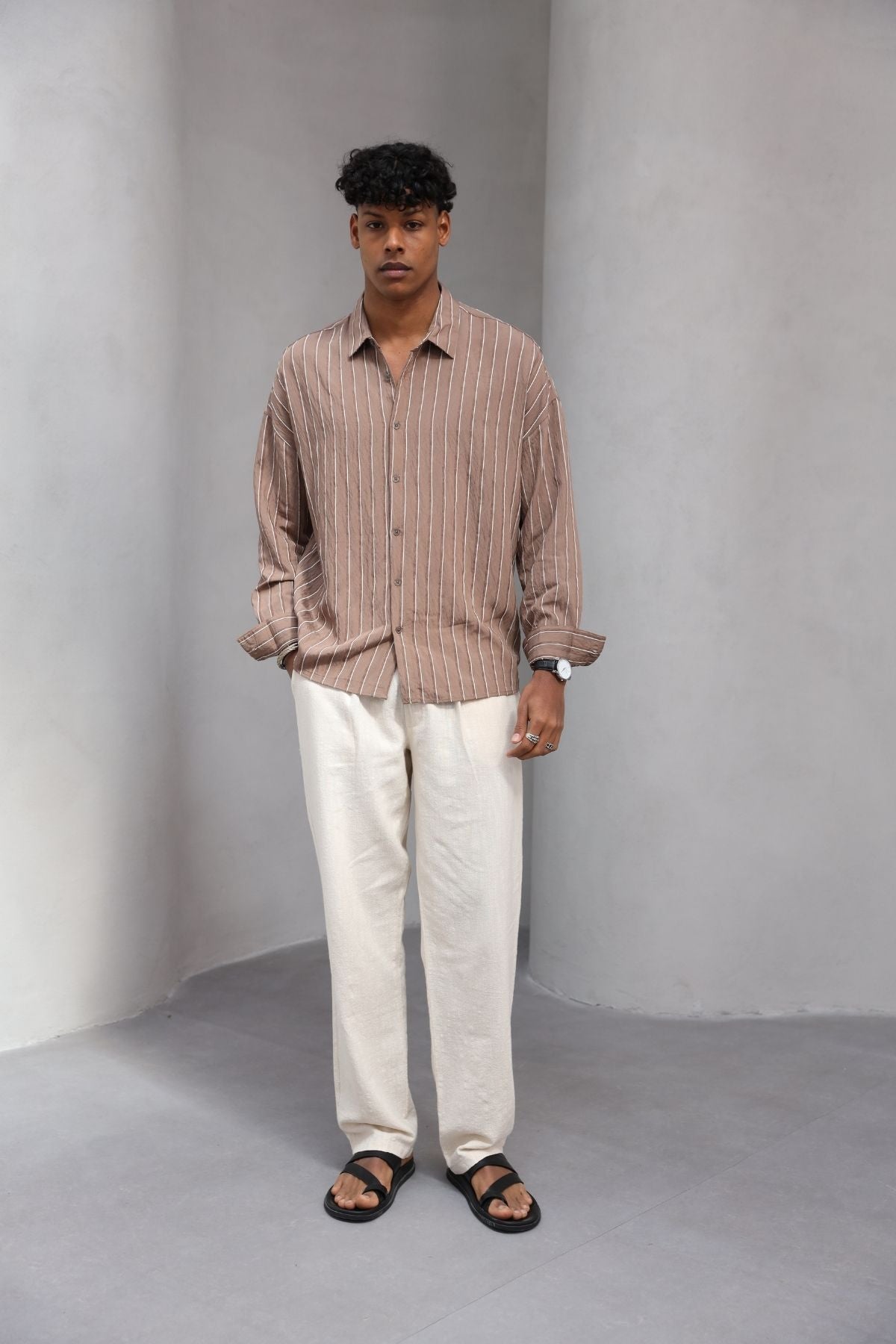 Yumuşak Dokulu Çizgili Modern Erkek Gömlek