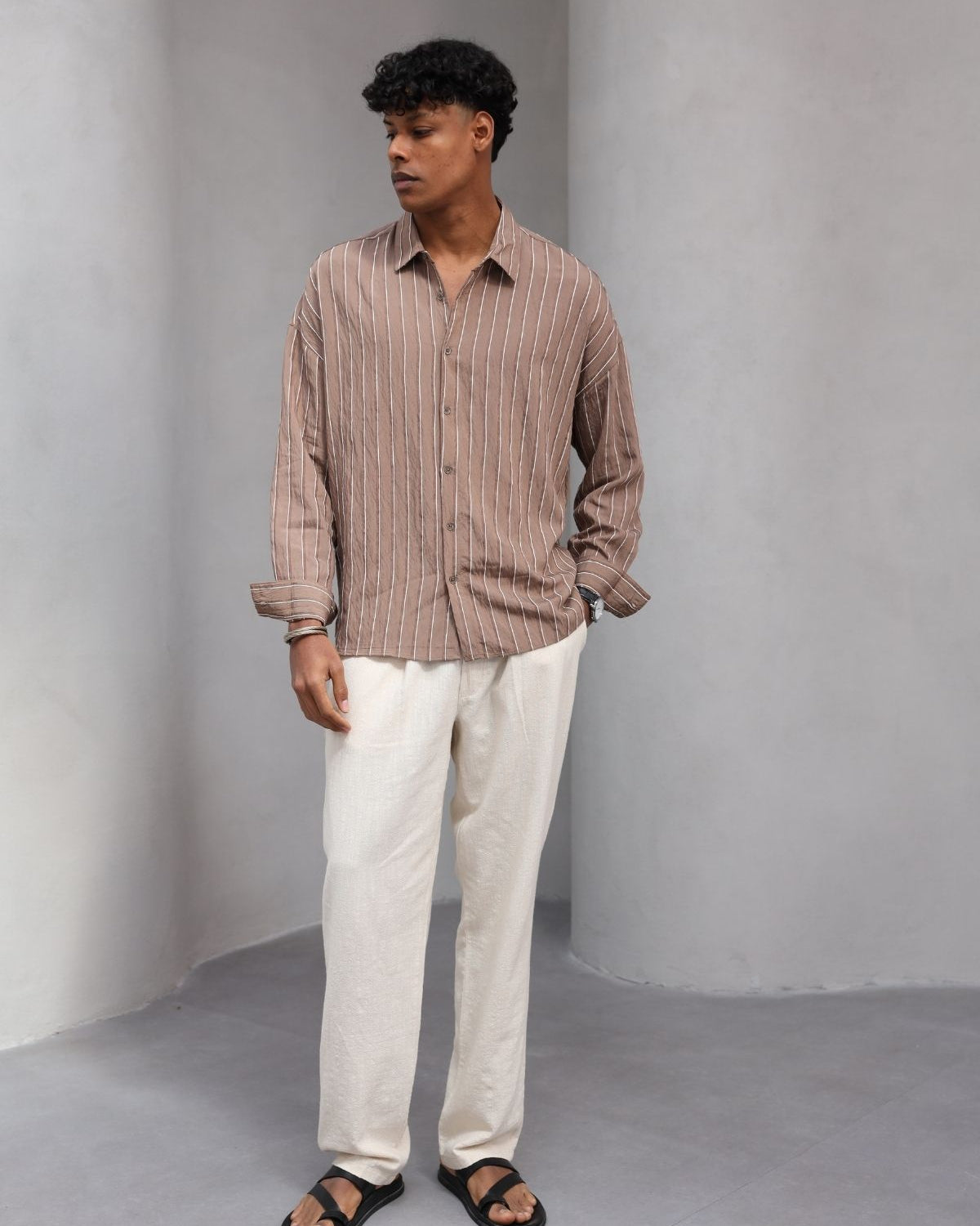 Yumuşak Dokulu Çizgili Modern Erkek Gömlek