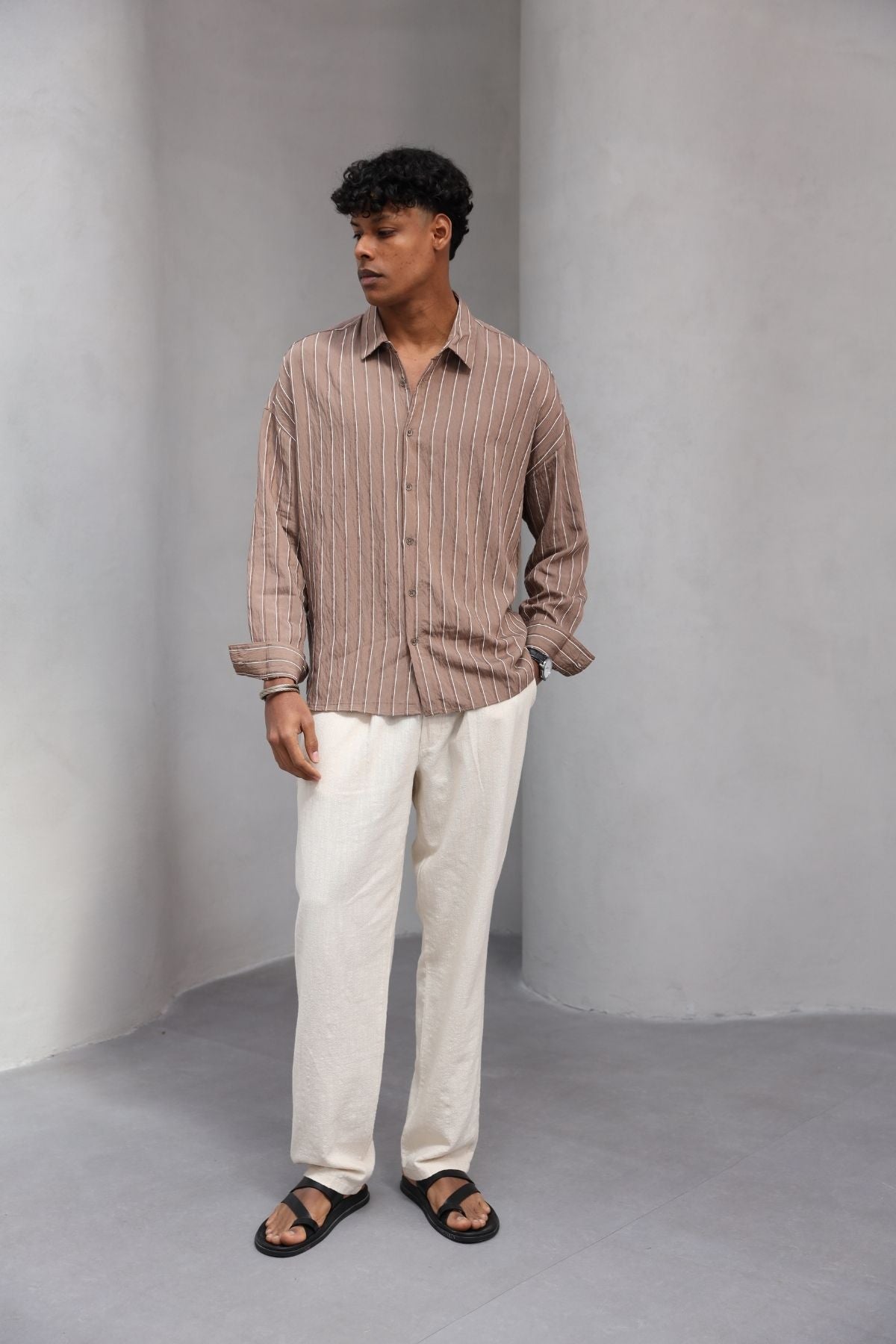 Yumuşak Dokulu Çizgili Modern Erkek Gömlek