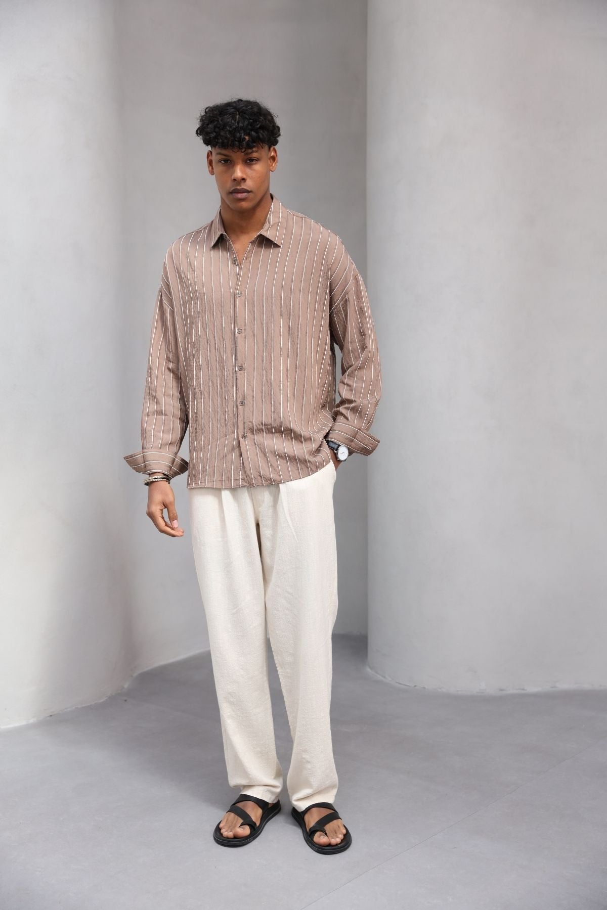 Yumuşak Dokulu Çizgili Modern Erkek Gömlek