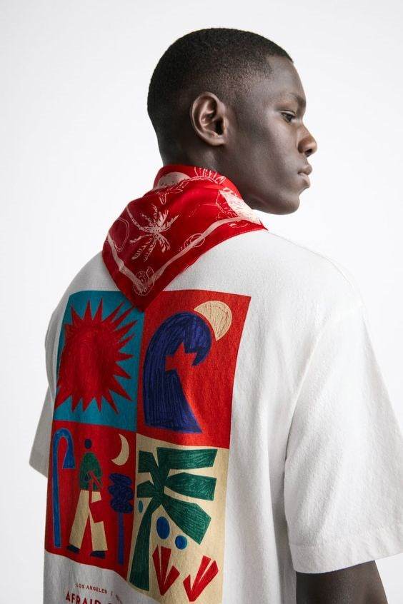 Bisiklet Yaka Afraid Of Real World Baskılı Beyaz Oversize Erkek T-shirt