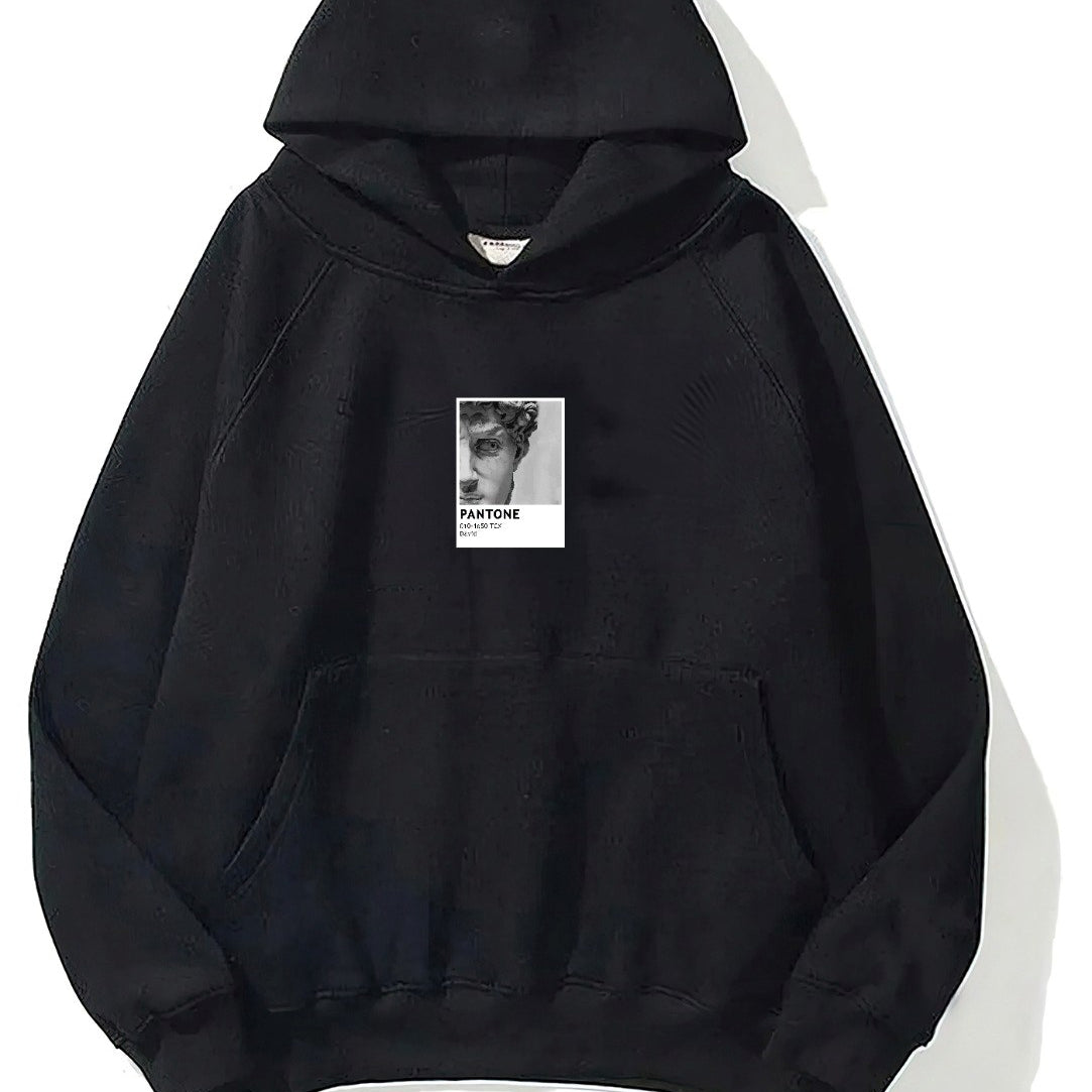 Kapüşonlu İçi Polar David Baskılı Siyah Unisex Oversize Hoodie Sweatshirt