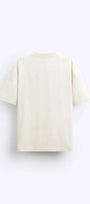 Art Work Baskılı Oversize Bej Erkek T-shirt