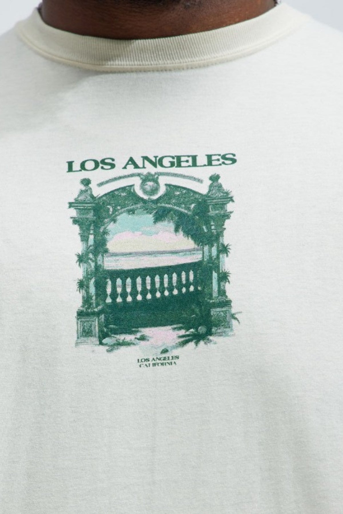 Büyük Beden Erkek Tişört %100 Pamuk Los Angeles Baskılı Beyaz Oversize Yazlık