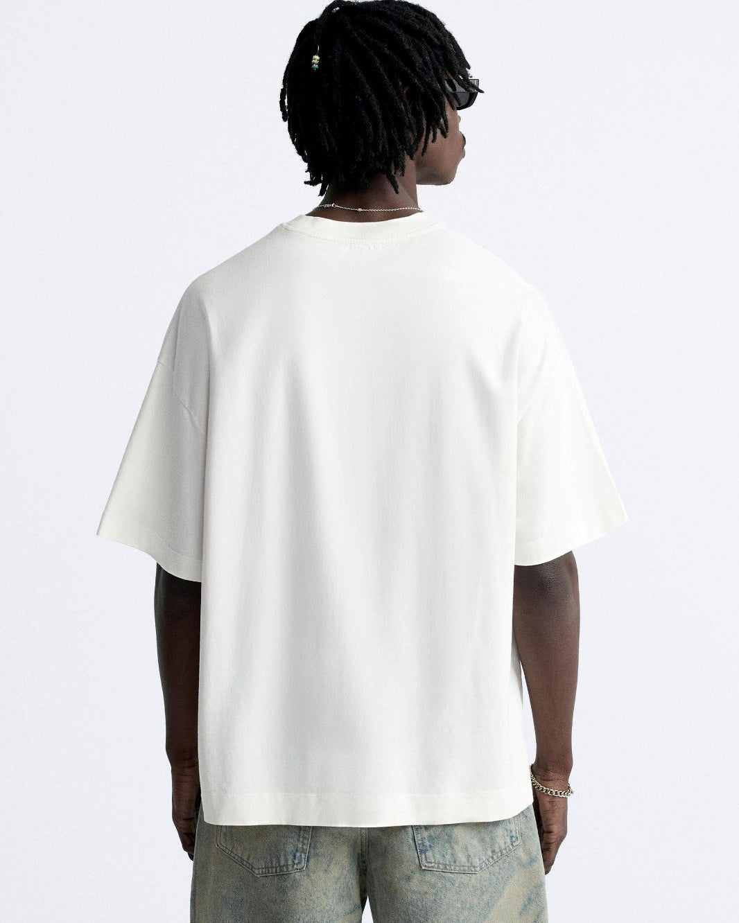 İmza Baskılı Oversize Beyaz Erkek T-shirt