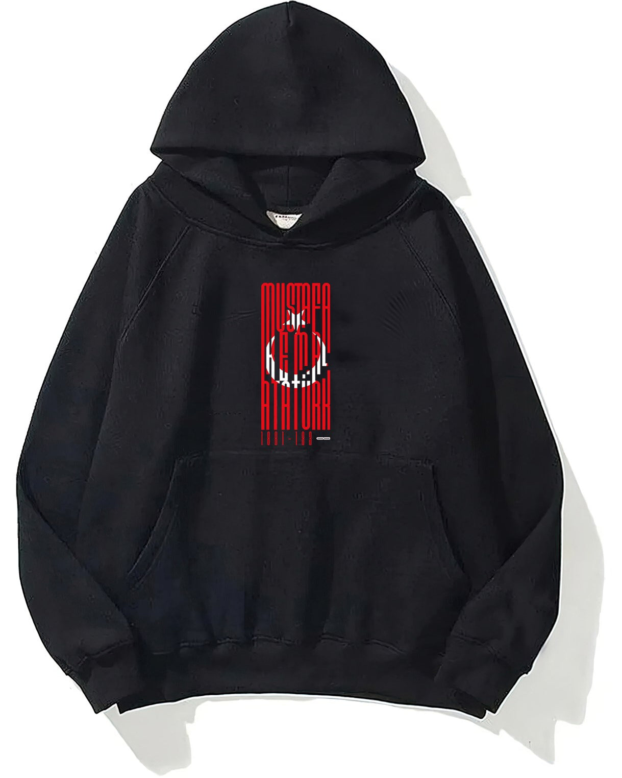 Kapüşonlu İçi Polar Türk Bayrağı Baskılı Siyah Unisex Hoodie Sweatshirt