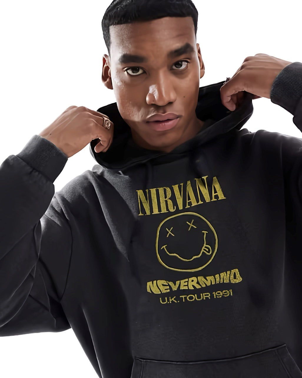 Kapüşonlu İçi Polar Nirvana Nevermind Yazı Baskılı Füme Oversize Hoodie Sweatshirt