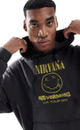 Kapüşonlu İçi Polar Nirvana Nevermind Yazı Baskılı Füme Oversize Hoodie Sweatshirt