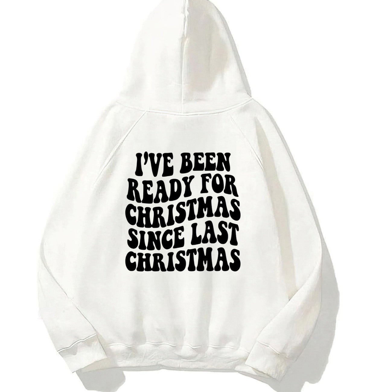 Kapüşonlu İçi Polar Christmas Yazı Baskılı Beyaz Unisex Sweatshirt