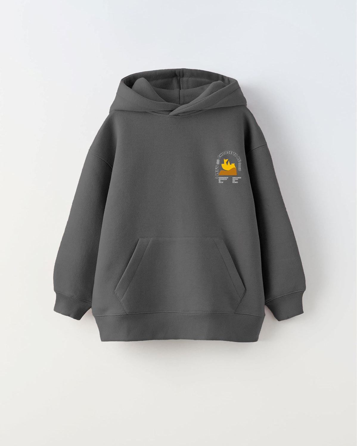 Kapüşonlu İçi Polar Let's Choose To Be Kind Baskılı Füme Unisex Çocuk Hoodie Sweatshirt