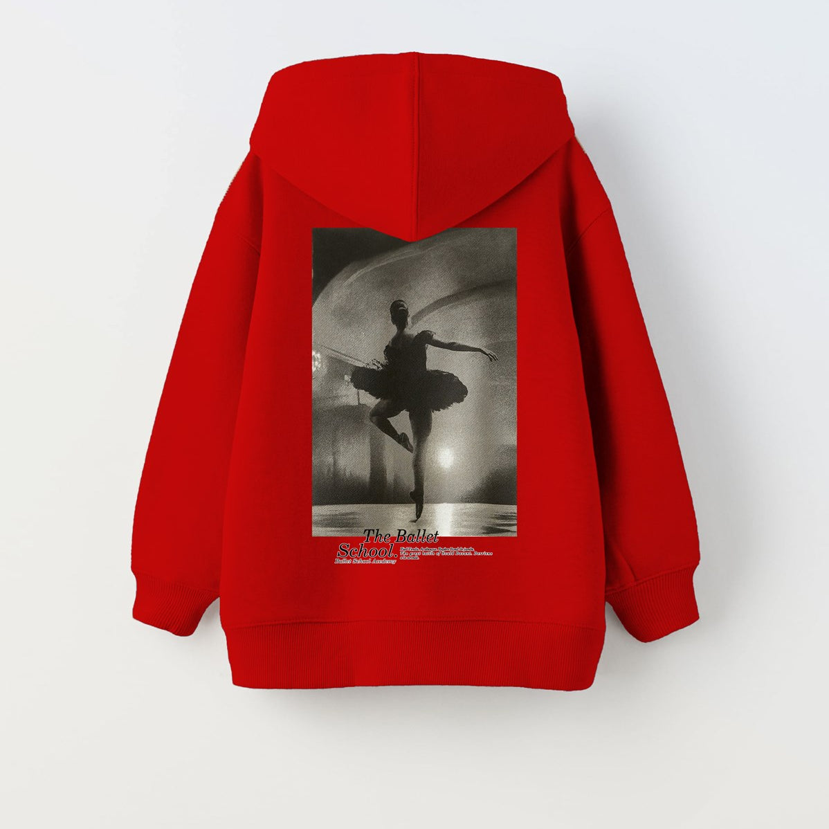 Kapüşonlu İçi Polar The Ballet School Baskılı Kırmızı Unisex Çocuk Hoodie Sweatshirt