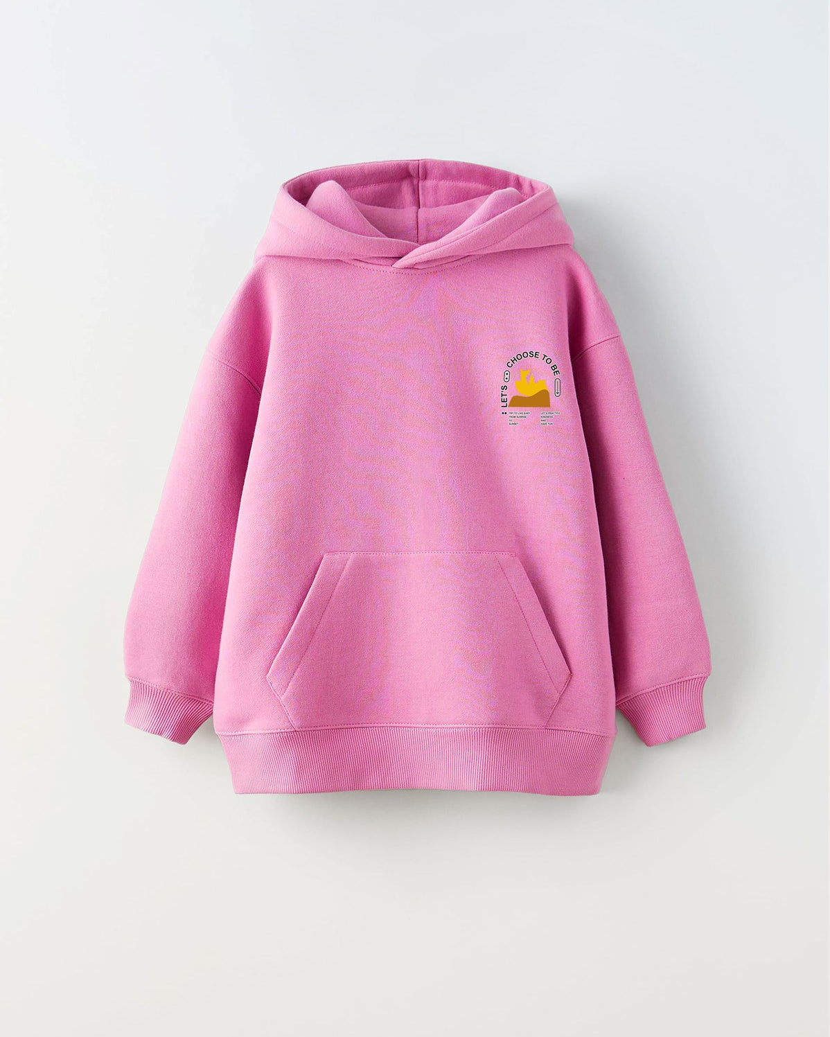 Kapüşonlu İçi Polar Let's Choose To Be Kind Baskılı Pembe Unisex Çocuk Hoodie Sweatshirt
