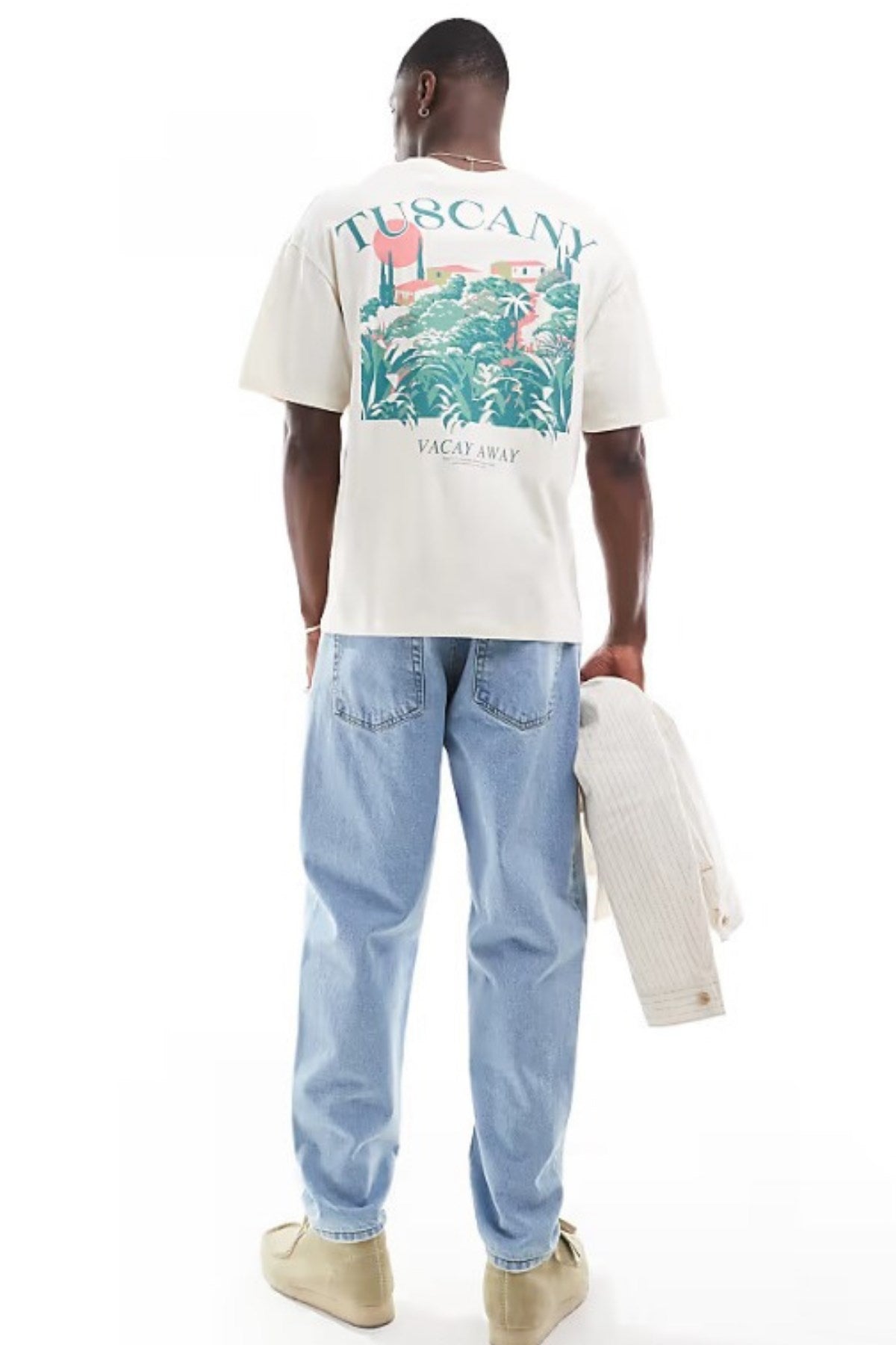 Büyük Beden %100 Pamuk Oversize Erkek Tişört  Tuscany Baskılı Yazlık Model