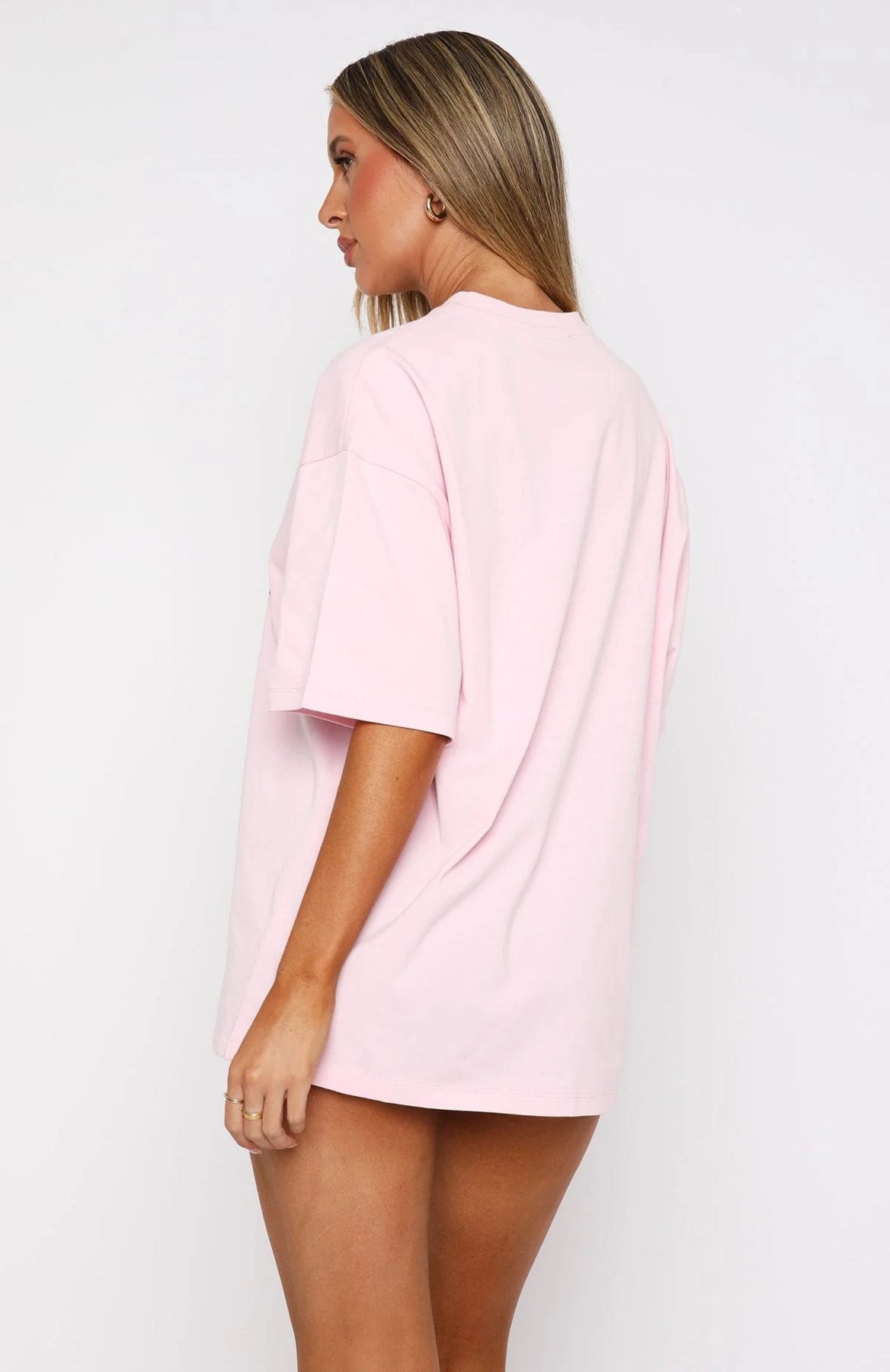 White Fox Pembe Kadın In The Hot Seat Yazılı Bisiklet Yaka T-shirt