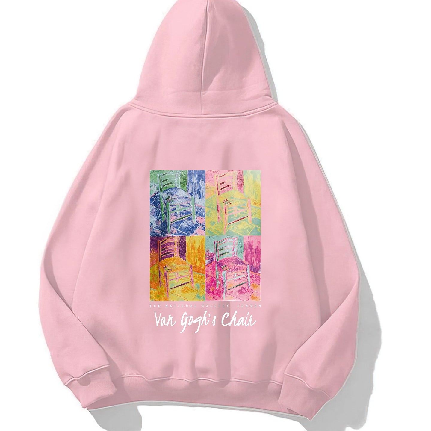 Kapüşonlu İçi Polar Van Gogh's Chair Baskılı Pembe Unisex Hoodie Sweatshirt