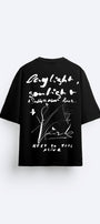 Bisiklet Yaka Bay Light Son Light Baskılı Siyah Oversize Erkek T-shirt