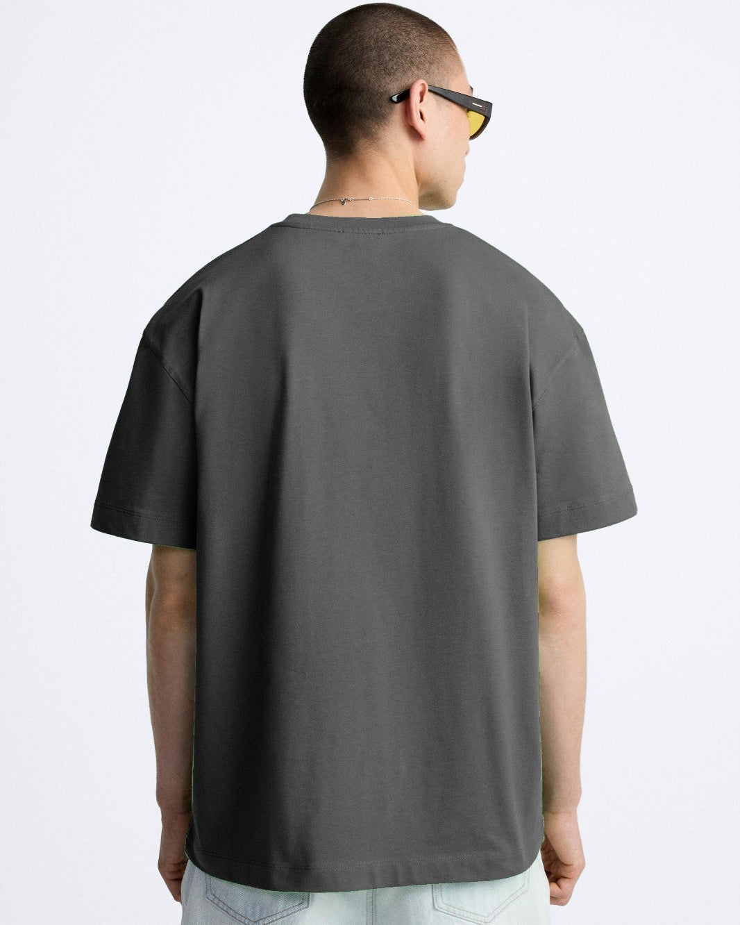 Bisiklet Yaka This İs Based On Real Life Story Baskılı Oversize Füme Erkek T-shirt