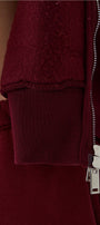 Kadın Oversize Zip Hoodie Bordo – Fermuarlı, Kapüşonlu, Kangru Cep,  3 İplik Şardonlu Polar