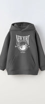 Kapüşonlu İçi Polar New York Yazı Baskılı Füme Unisex Çocuk Hoodie Sweatshirt