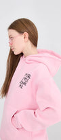Kapüşonlu İçi Polar Normal People Scare Me Baskılı Pembe Unisex Hoodie Sweatshirt