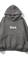 Kapüşonlu İçi Polar Satranç Think Baskılı Füme Unisex Oversize Hoodie Sweatshirt