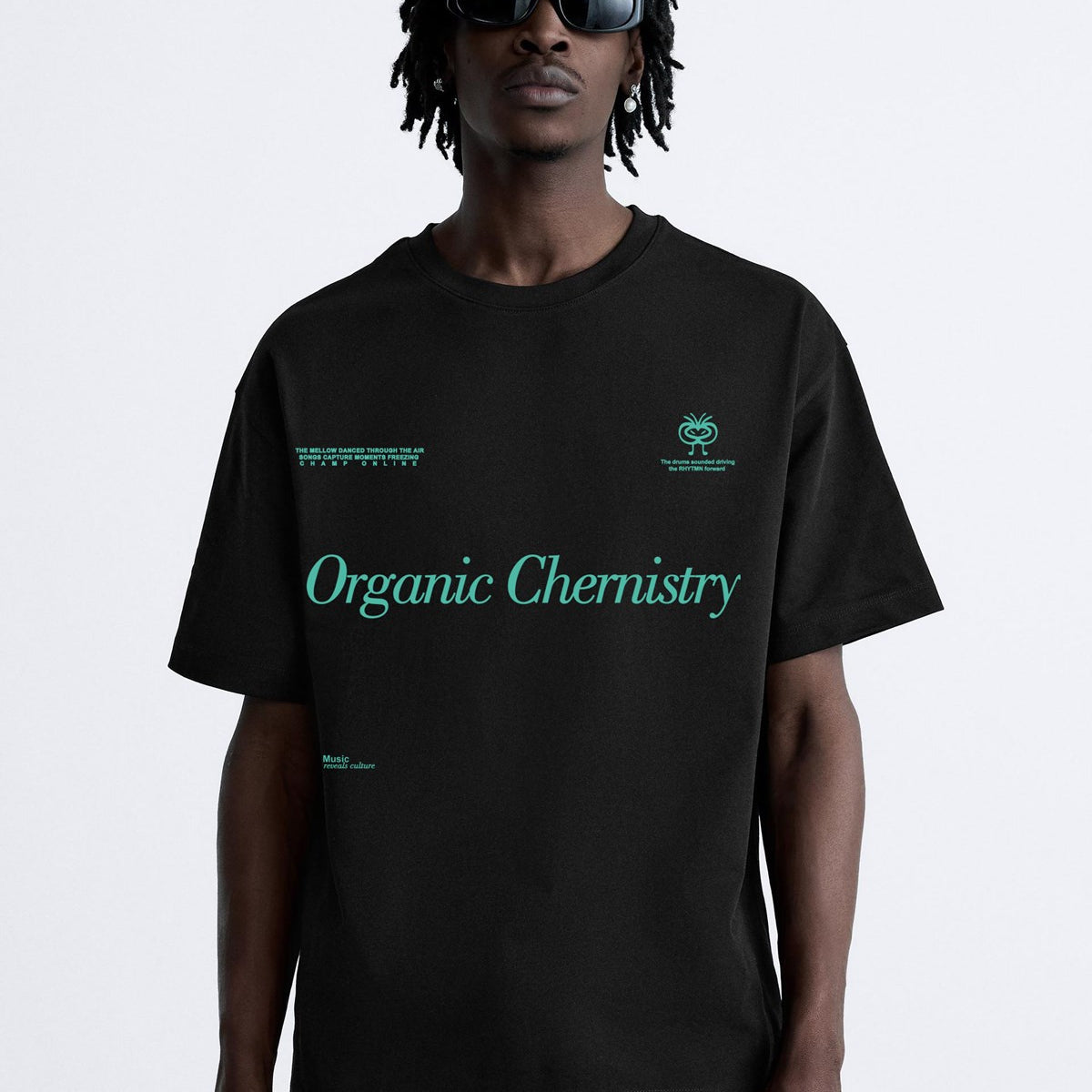 Bisiklet Yaka Organik Chernistry Baskılı Oversize Erkek T-shirt