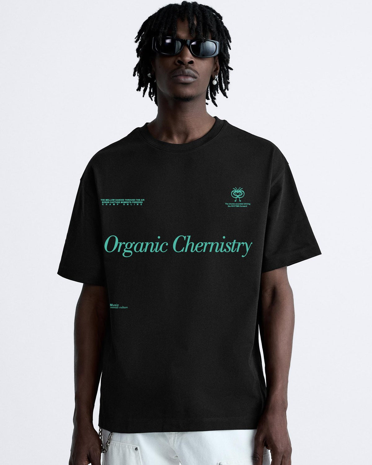 Bisiklet Yaka Organik Chernistry Baskılı Oversize Erkek T-shirt