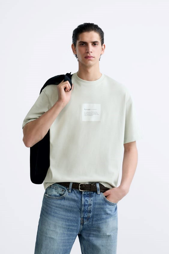 Bisiklet Yaka Syzygy Yazılı Oversize Mint Erkek T-shirt