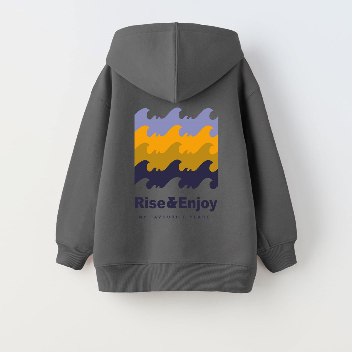 Kapüşonlu İçi Polar Rise And Enjoy Baskılı Füme Unisex Çocuk Hoodie Sweatshirt