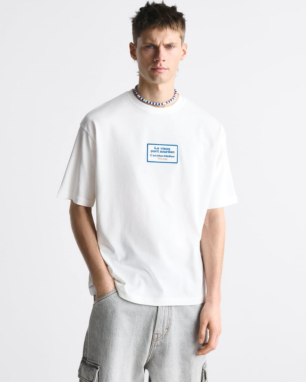 Bisiklet Yaka Le Vieux Baskılı Oversize Erkek T-shirt